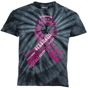 Support Breast Cancer Ribbon Strong Kids Tie-Dye T-Shirt