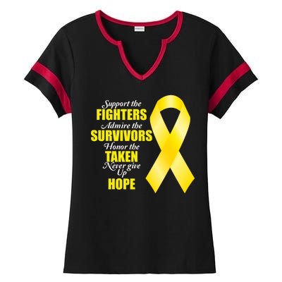 Support Childhood Cancer Awareness Quote Ladies Halftime Notch Neck Tee