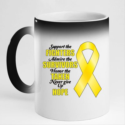 Support Childhood Cancer Awareness Quote 11oz Black Color Changing Mug