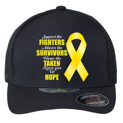 Support Childhood Cancer Awareness Quote Flexfit Unipanel Trucker Cap