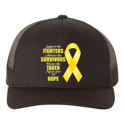 Support Childhood Cancer Awareness Quote Yupoong Adult 5-Panel Trucker Hat