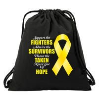 Support Childhood Cancer Awareness Quote Drawstring Bag