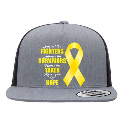 Support Childhood Cancer Awareness Quote Flat Bill Trucker Hat