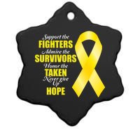 Support Childhood Cancer Awareness Quote Ceramic Star Ornament