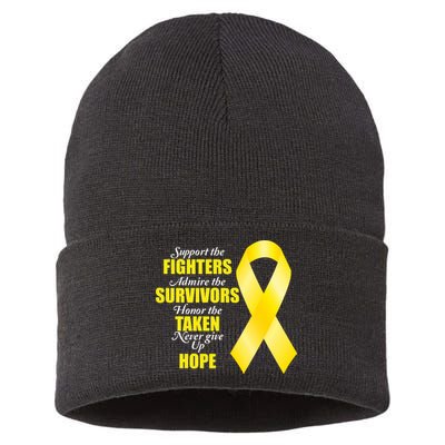 Support Childhood Cancer Awareness Quote Sustainable Knit Beanie