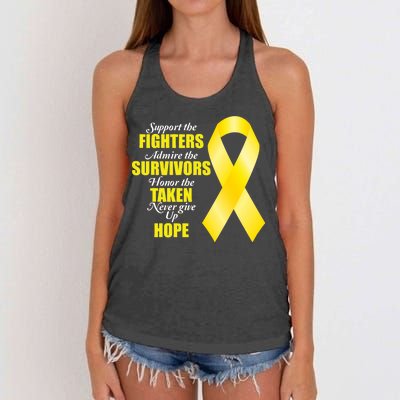 Support Childhood Cancer Awareness Quote Women's Knotted Racerback Tank