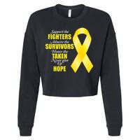 Support Childhood Cancer Awareness Quote Cropped Pullover Crew