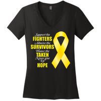 Support Childhood Cancer Awareness Quote Women's V-Neck T-Shirt