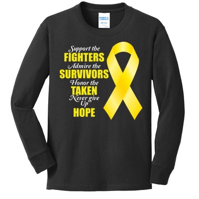 Support Childhood Cancer Awareness Quote Kids Long Sleeve Shirt