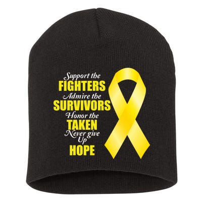 Support Childhood Cancer Awareness Quote Short Acrylic Beanie