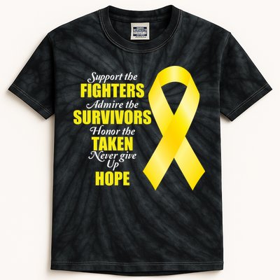 Support Childhood Cancer Awareness Quote Kids Tie-Dye T-Shirt