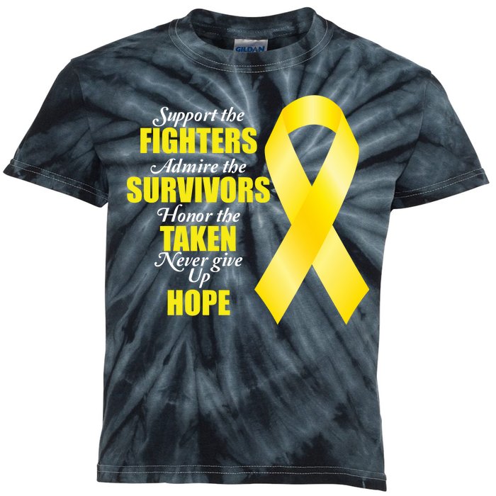 Support Childhood Cancer Awareness Quote Kids Tie-Dye T-Shirt