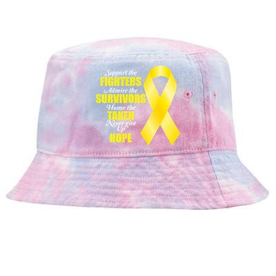 Support Childhood Cancer Awareness Quote Tie-Dyed Bucket Hat