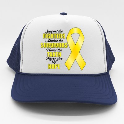 Support Childhood Cancer Awareness Quote Trucker Hat