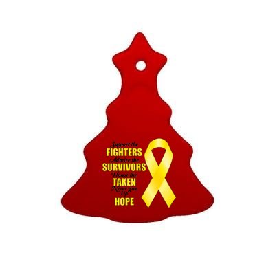 Support Childhood Cancer Awareness Quote Ceramic Tree Ornament