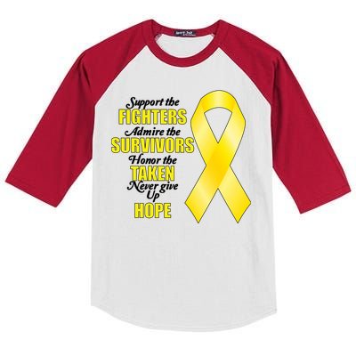 Support Childhood Cancer Awareness Quote Kids Colorblock Raglan Jersey