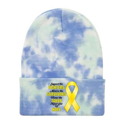 Support Childhood Cancer Awareness Quote Tie Dye 12in Knit Beanie