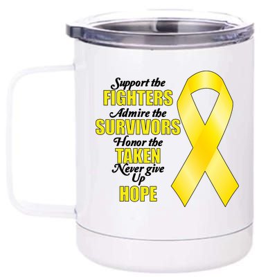 Support Childhood Cancer Awareness Quote 12 oz Stainless Steel Tumbler Cup