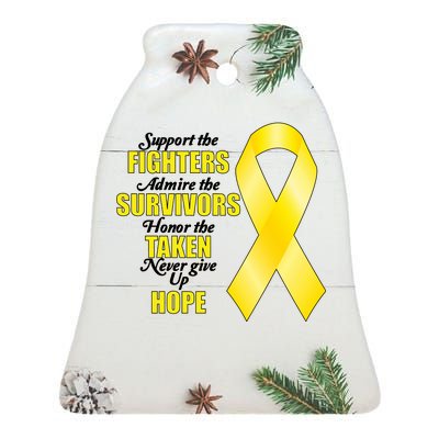 Support Childhood Cancer Awareness Quote Ceramic Bell Ornament