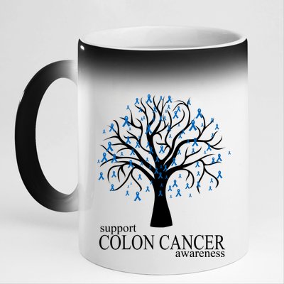 Support Colon Cancer Awareness Ribbon Tree 11oz Black Color Changing Mug