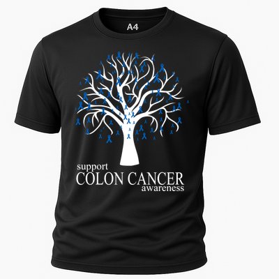 Support Colon Cancer Awareness Ribbon Tree Cooling Performance Crew T-Shirt