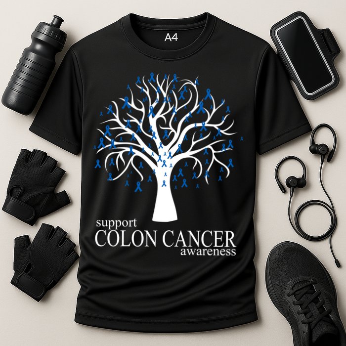 Support Colon Cancer Awareness Ribbon Tree Performance Shirt