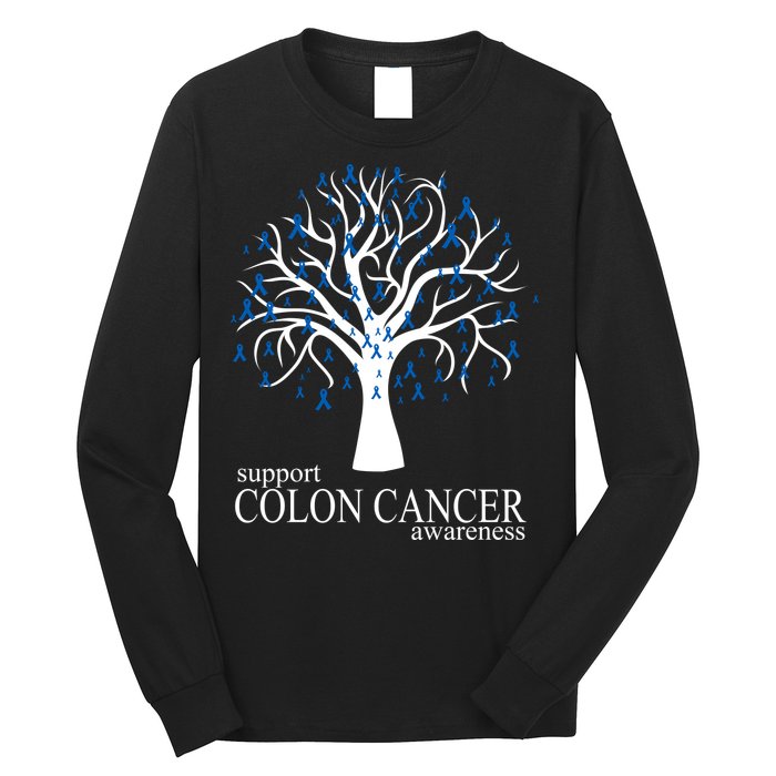 Support Colon Cancer Awareness Ribbon Tree Long Sleeve Shirt