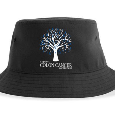 Support Colon Cancer Awareness Ribbon Tree Sustainable Bucket Hat