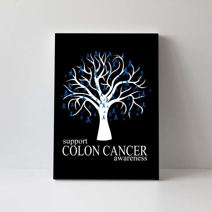 Support Colon Cancer Awareness Ribbon Tree Canvas