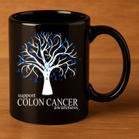 Support Colon Cancer Awareness Ribbon Tree 11oz C Handle Ceramic Mug
