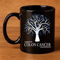 Support Colon Cancer Awareness Ribbon Tree 11oz C Handle Ceramic Mug