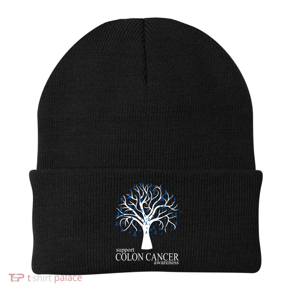 Support Colon Cancer Awareness Ribbon Tree Beanie