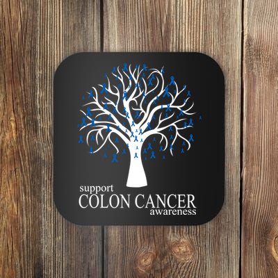 Support Colon Cancer Awareness Ribbon Tree Coaster