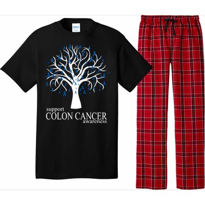 Support Colon Cancer Awareness Ribbon Tree Pajama Set