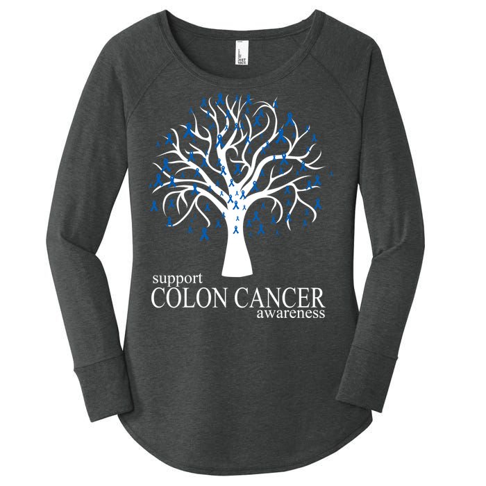 Support Colon Cancer Awareness Ribbon Tree Women's Perfect Tri Tunic Long Sleeve Shirt