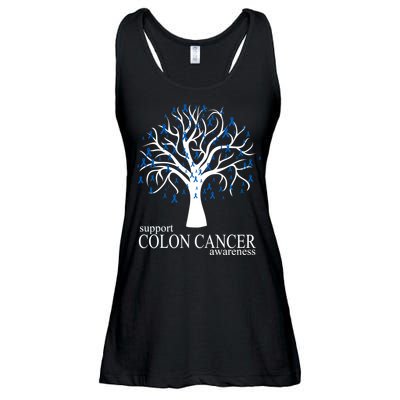 Support Colon Cancer Awareness Ribbon Tree Ladies Essential Flowy Tank