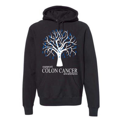 Support Colon Cancer Awareness Ribbon Tree Premium Hoodie