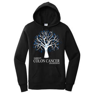 Support Colon Cancer Awareness Ribbon Tree Women's Pullover Hoodie