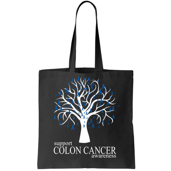 Support Colon Cancer Awareness Ribbon Tree Tote Bag