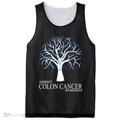 Support Colon Cancer Awareness Ribbon Tree Mesh Reversible Basketball Jersey Tank