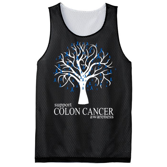 Support Colon Cancer Awareness Ribbon Tree Mesh Reversible Basketball Jersey Tank