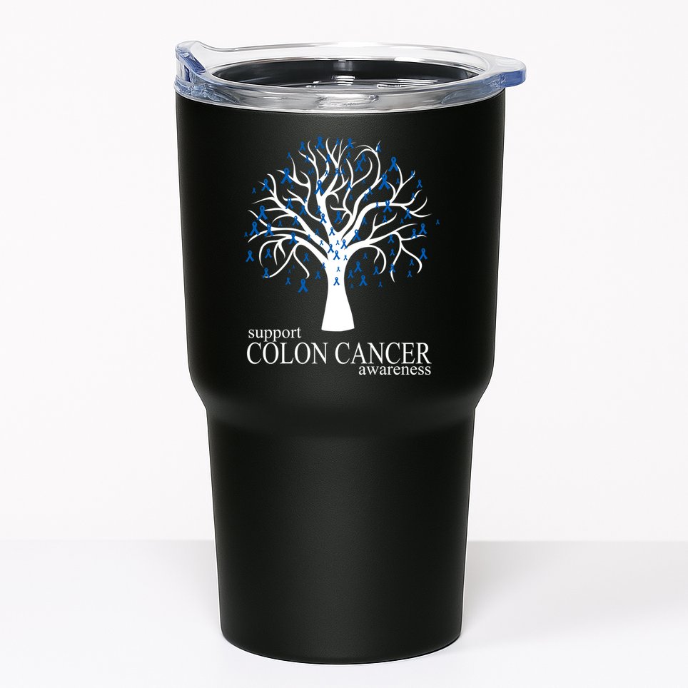 Support Colon Cancer Awareness Ribbon Tree Tumbler