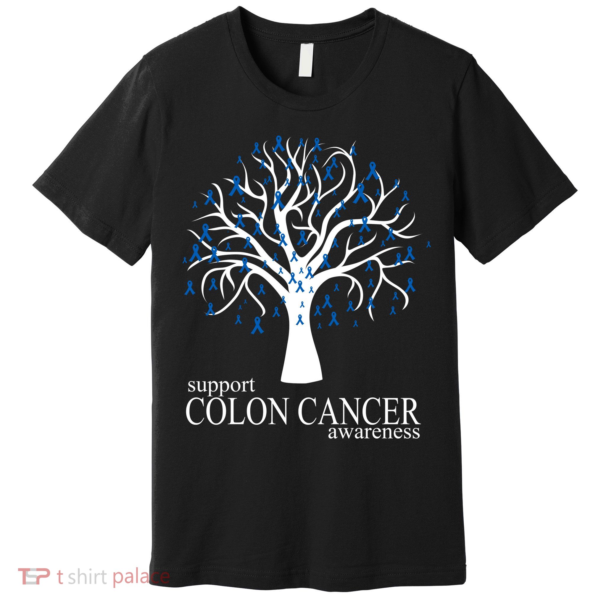 Support Colon Cancer Awareness Ribbon Tree Premium T-Shirt