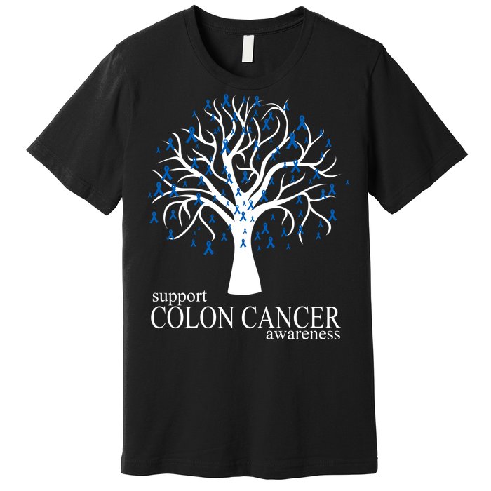 Support Colon Cancer Awareness Ribbon Tree Premium T-Shirt