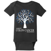 Support Colon Cancer Awareness Ribbon Tree Baby Bodysuit