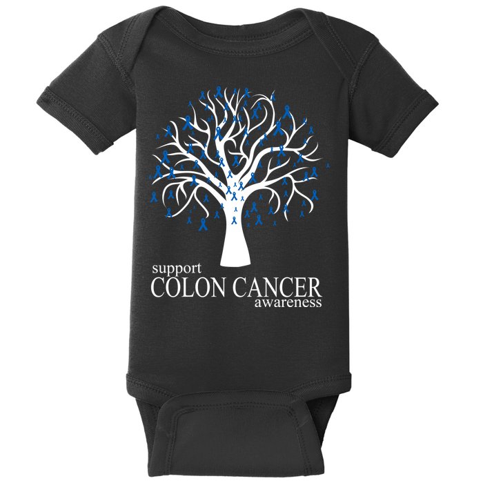 Support Colon Cancer Awareness Ribbon Tree Baby Bodysuit