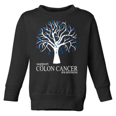 Support Colon Cancer Awareness Ribbon Tree Toddler Sweatshirt