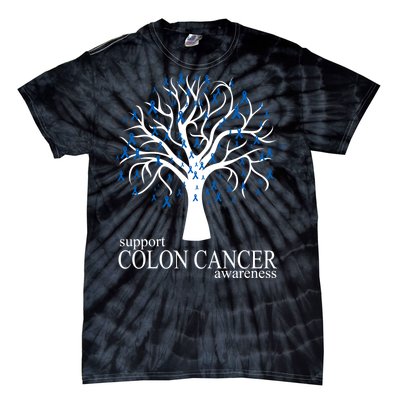 Support Colon Cancer Awareness Ribbon Tree Tie-Dye T-Shirt