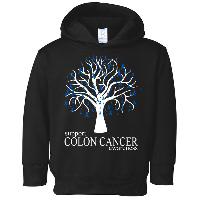 Support Colon Cancer Awareness Ribbon Tree Toddler Hoodie