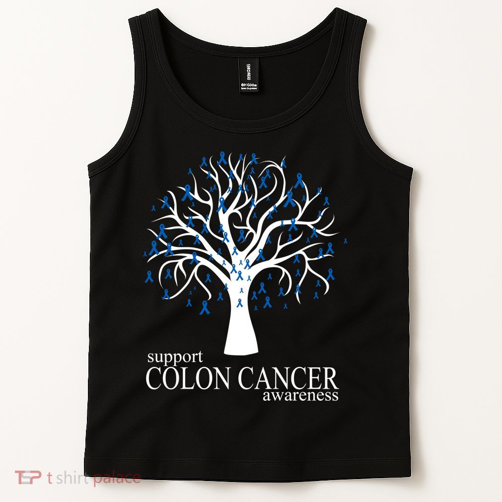 Support Colon Cancer Awareness Ribbon Tree Tank Top